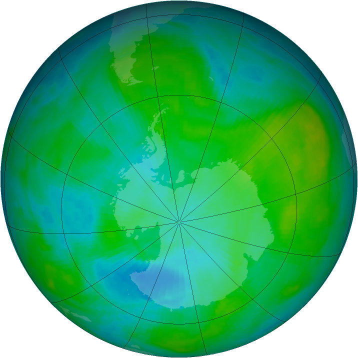 Antarctic ozone map for 10 February 1983